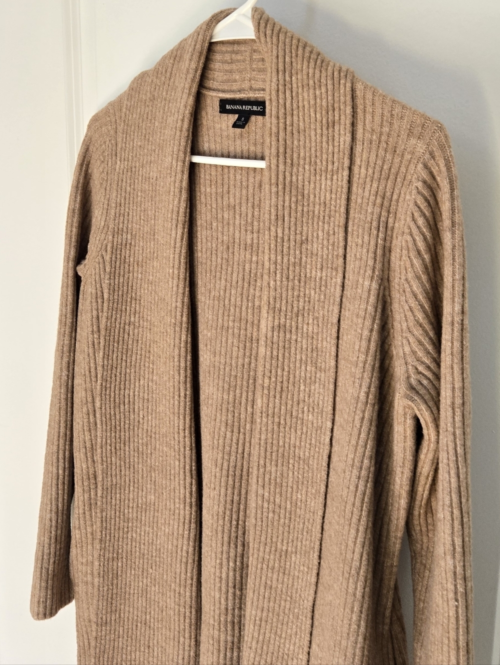 Banana Republic Tan Open-Front Ribbed Cardigan Sz S - Picture 5 of 13